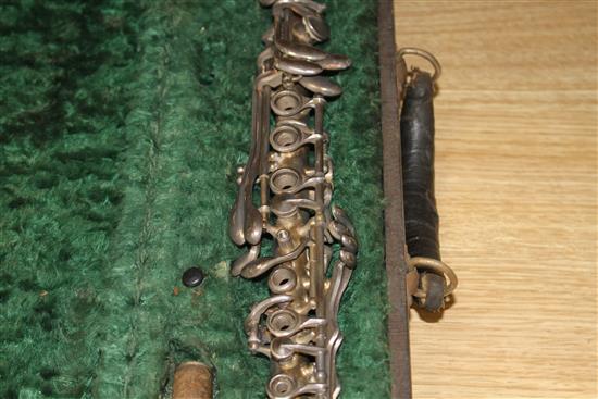 A Gladiator silver plated clarinet, cased